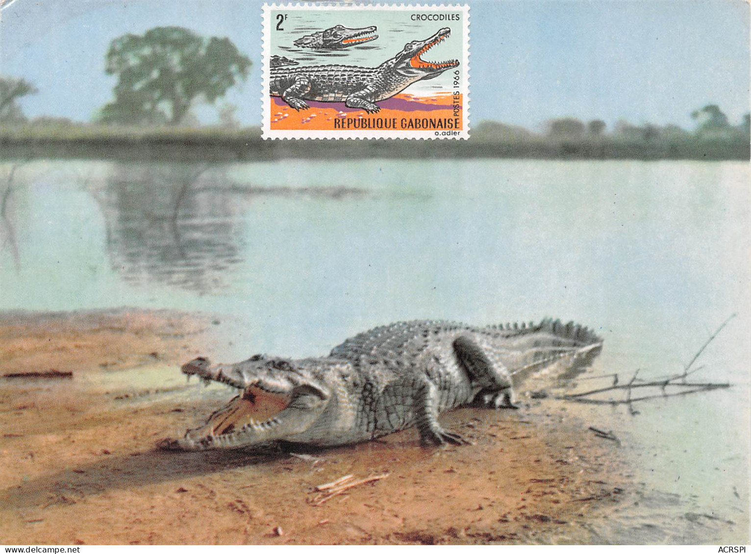 BURKINA FASO BAZOULE Crocodile Sacré De Bazoulé Timbre Du Gabon édition Hoa-Qui    (Scan R/V) N° 60 \MP7166 - Burkina Faso
