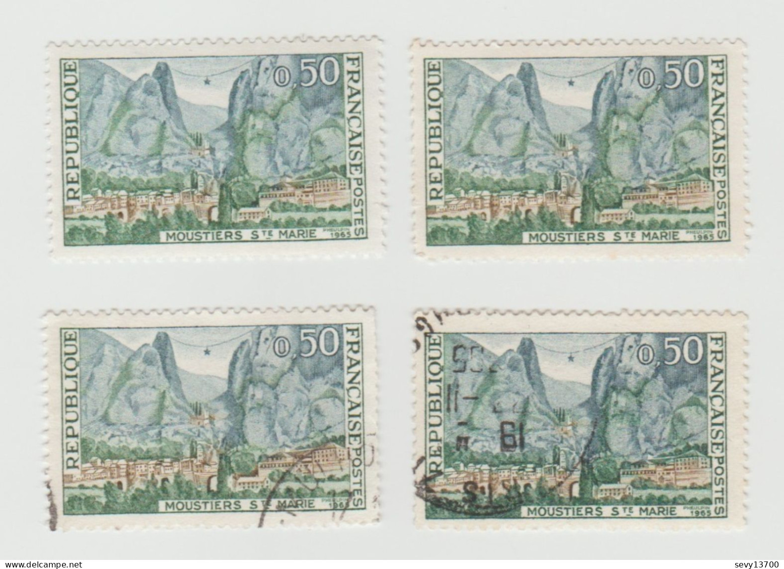 France 1965 4 Timbres YT N° 1436 2 Neufs 2 Oblitérés- Ouverture Dissimulée, Ouverture Claire, Blanc Dans Le Cyprès - Ongebruikt