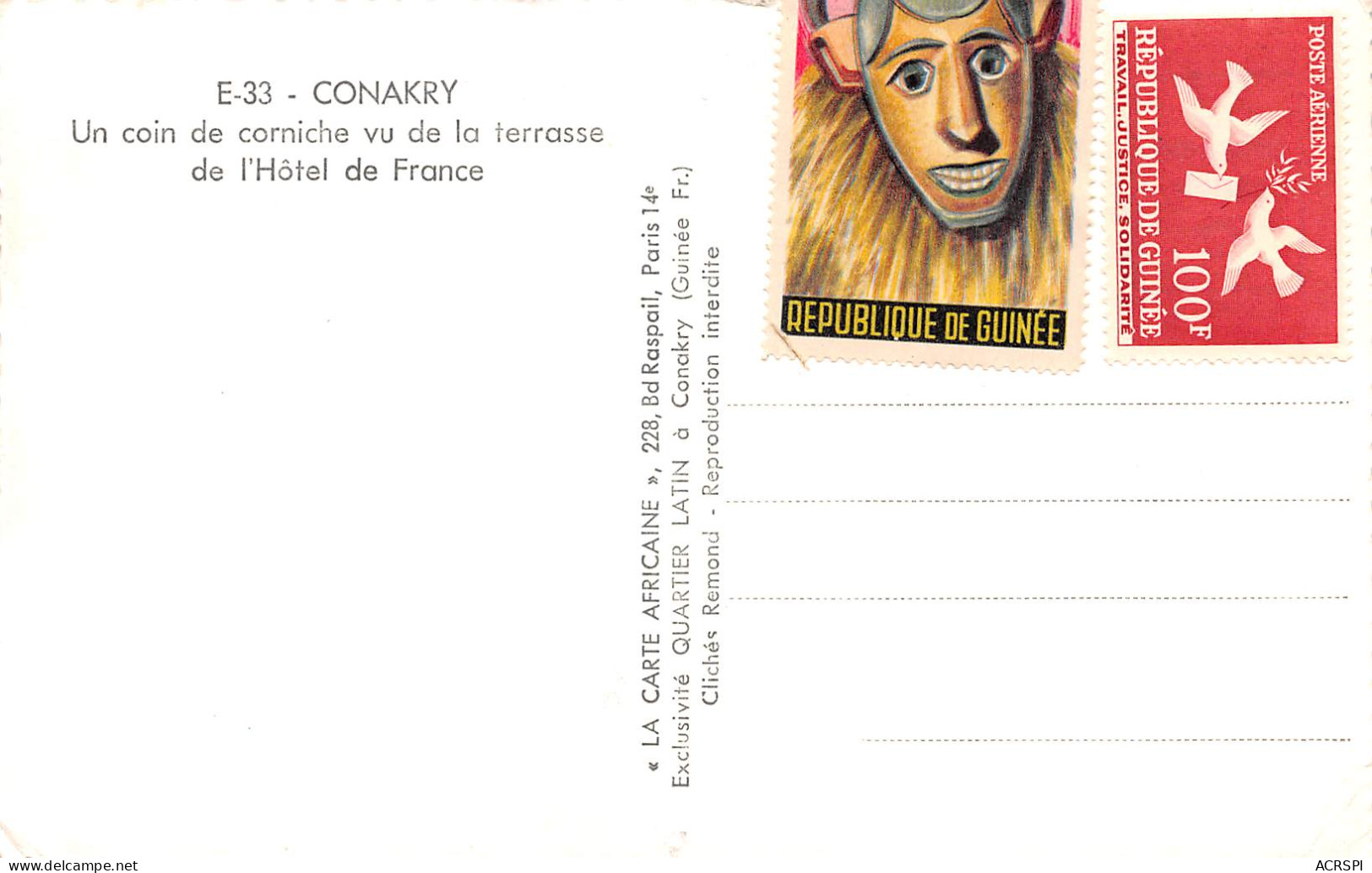 GUINEE CONAKRY  Un Coin De Corniche Vue De La Terrasse De L'hotel De France  édition Q-Latin  (Scan R/V) N° 46 \MP7168 - Guinée Française