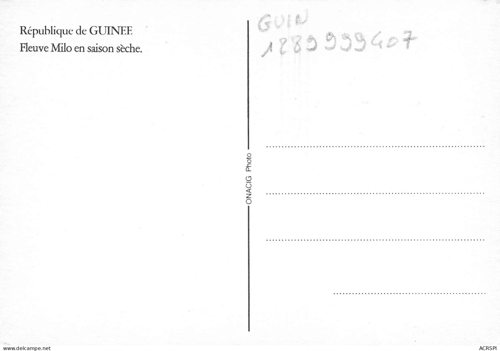 GUINEE CONAKRY Fleuve Milo En Saison Sèche édition Onacig  (Scan R/V) N° 6 \MP7169 - Guinea Francese