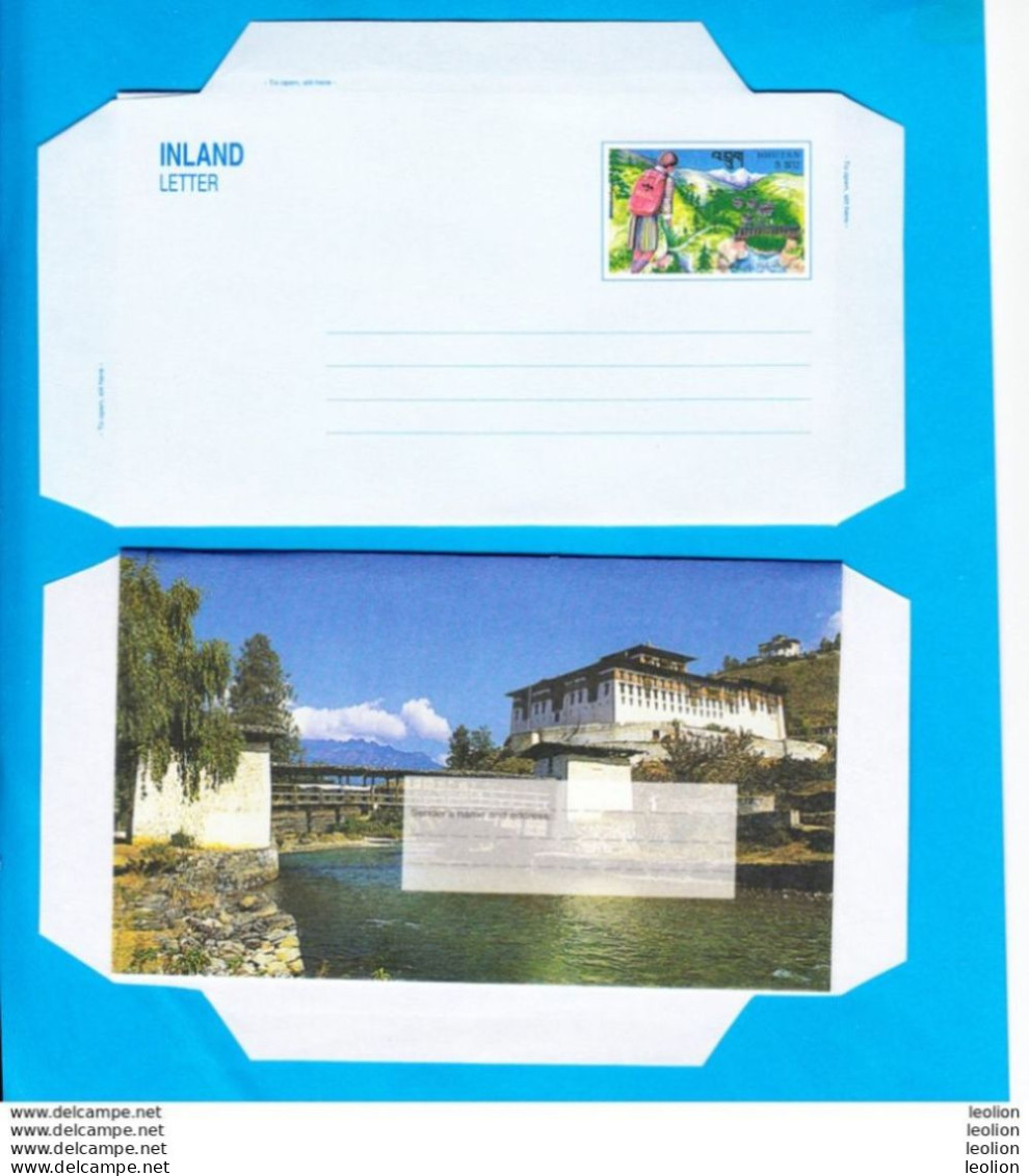 BHUTAN Around 1998 Inland Letter Sheet MNH Folded Postal Runner Paro Dzong Bhoutan Butan Postal Stationary - Bhoutan