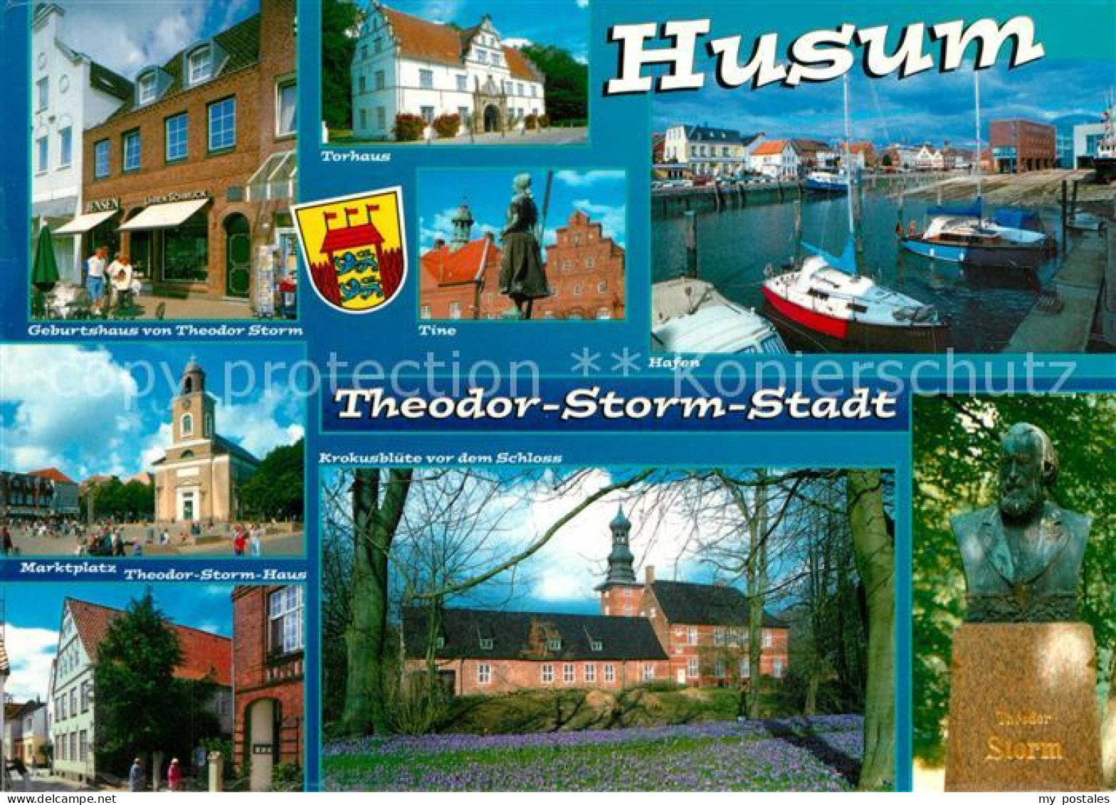 73294217 Husum Nordfriesland Geburtshaus Theodor Storm Denkmal Bueste Torhaus Ha - Husum