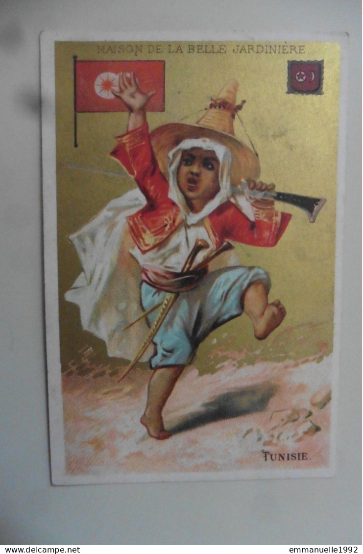 Chromo Maison De La Belle Jardinière - Tunisie - Homme En Costume 1900 Fond Or - Autres & Non Classés