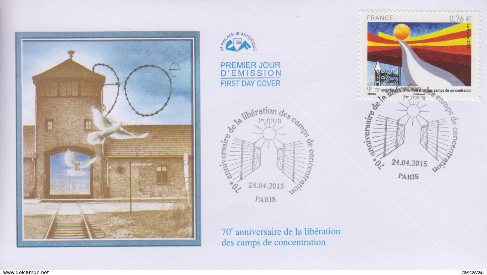 Enveloppe   FDC   1er  Jour    FRANCE    70éme  Anniversaire  Libération  Camps  De  Concentration   2015 - 2010-2019