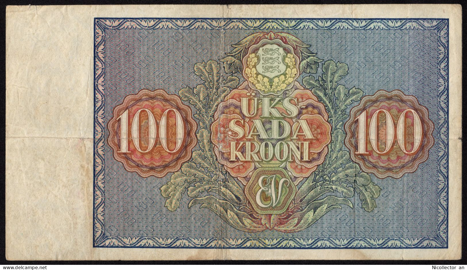 Estonia, 100 Krooni 1935 Pick# 66a VF Rare Banknote - Estonie
