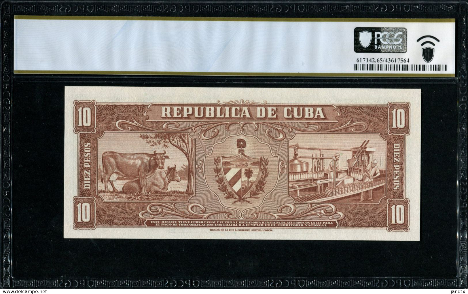 CUBA 10 PESOS 1960 PCGS65 - Cuba