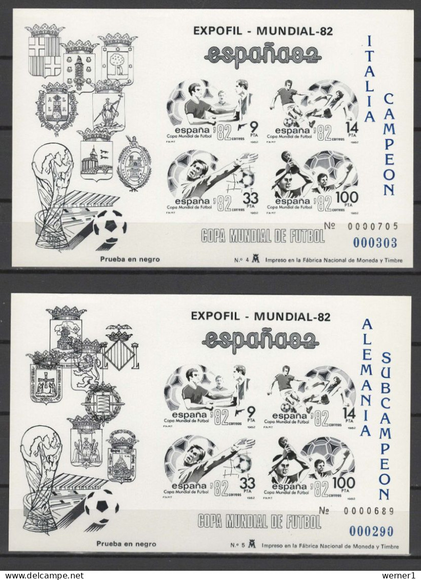 Spain 1982 Football Soccer World Cup 2 Vignettes With Blue Overprint MNH -scarce- - 1982 – Espagne