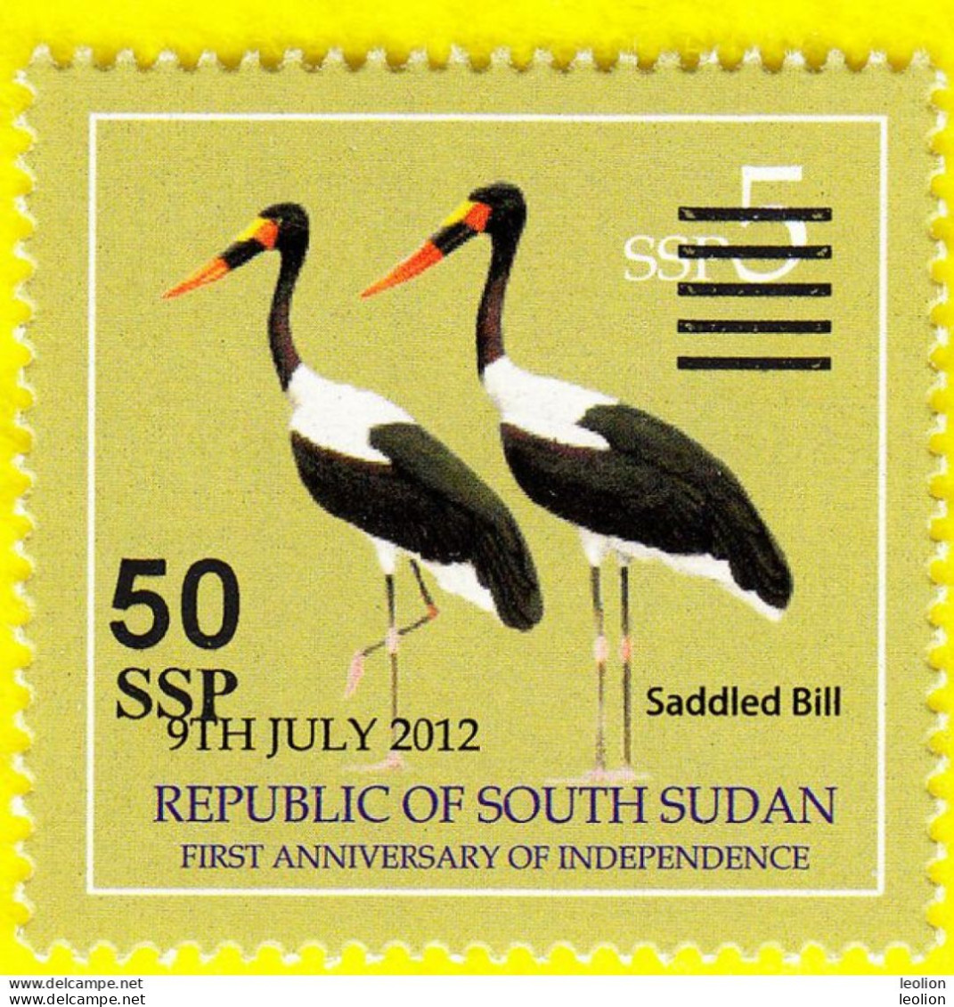 SOUTH SUDAN Surcharged Overprint On 5 SSP 2012 Birds Stamp Unadopted 5 Cancellation Bars SOUDAN Du Sud Südsudan - Sud-Soudan