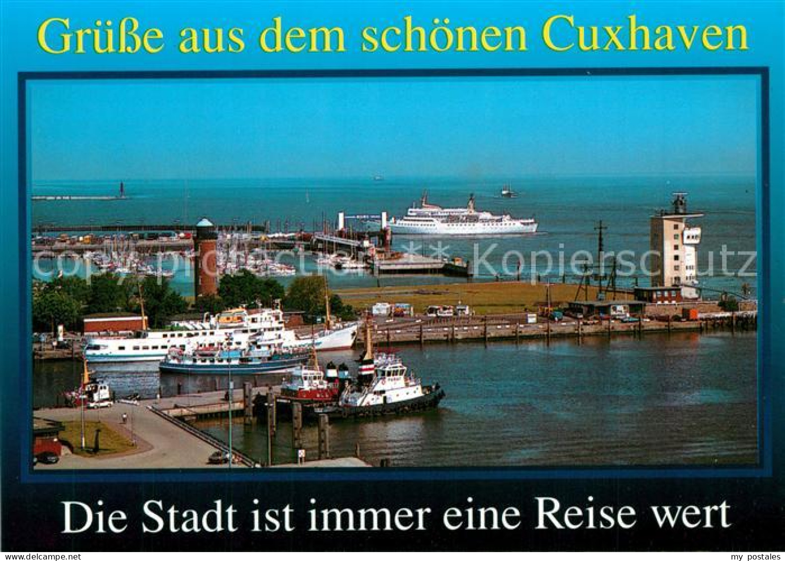 73293610 Cuxhaven Nordseebad Hafen Mit Blick Zur Alten Liebe Faehre Fliegeraufna - Cuxhaven