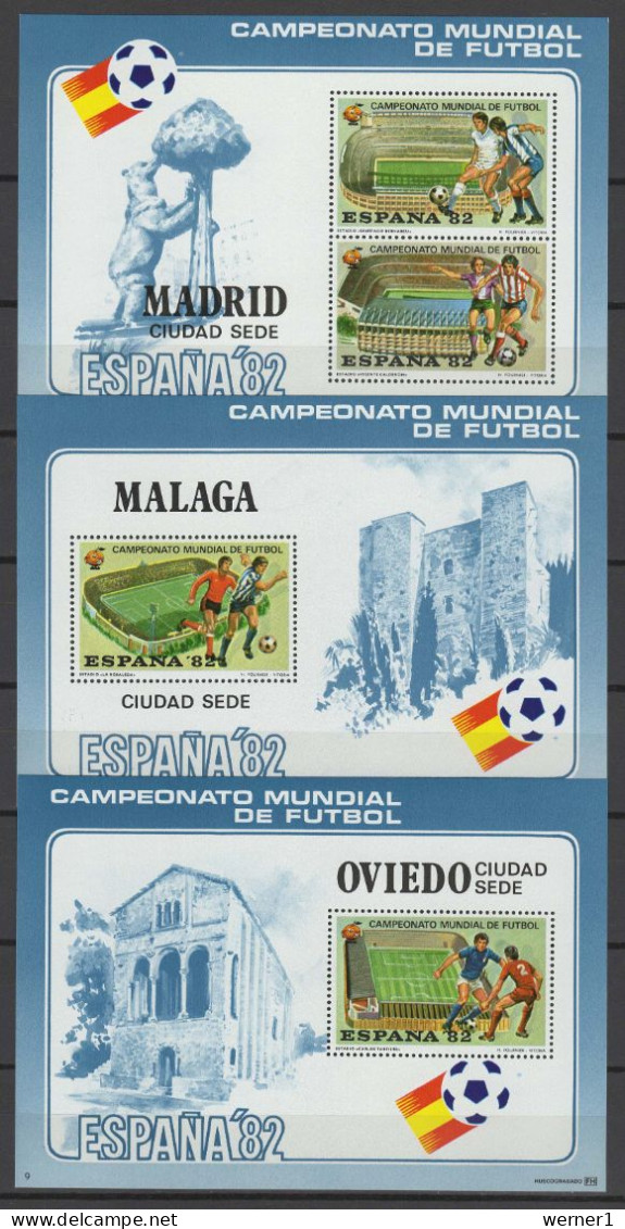 Spain 1982 Football Soccer World Cup Set Of 14 Vignettes With Stadiums MNH - 1982 – Spain