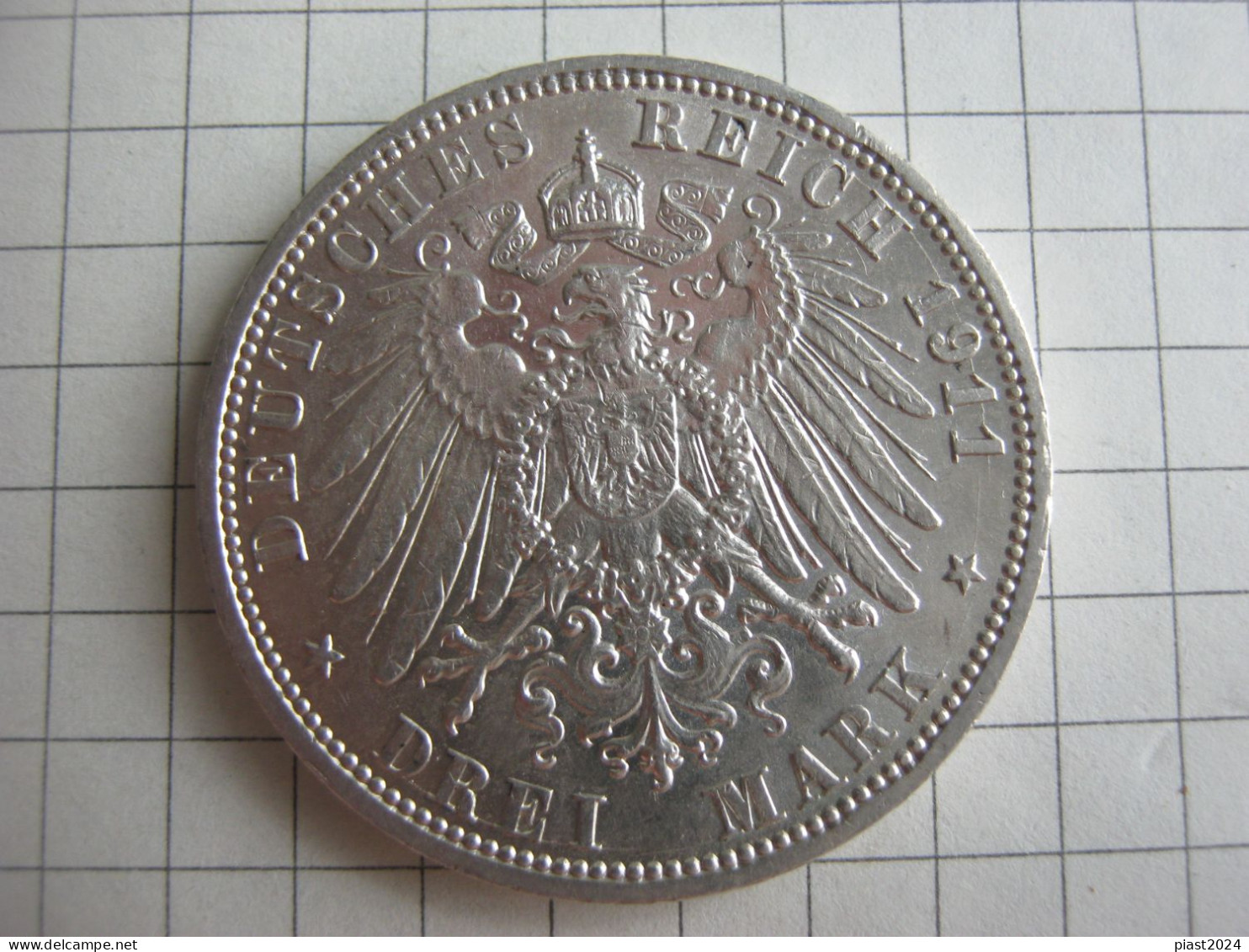 Prussia 3 Mark 1911 A - 2, 3 & 5 Mark Silber