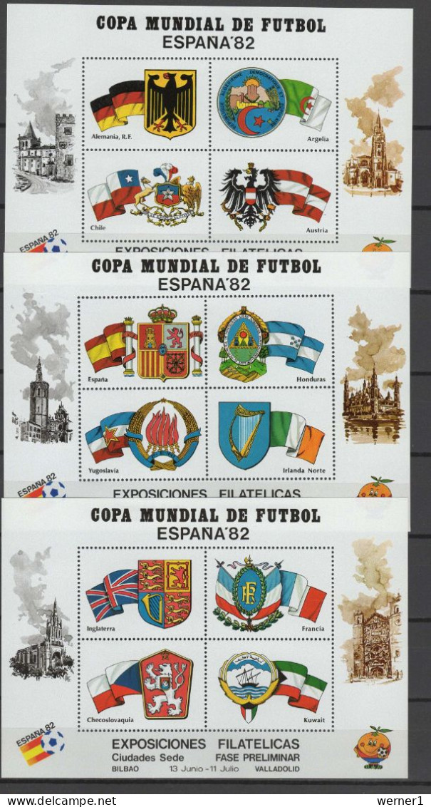 Spain 1982 Football Soccer World Cup Set Of 6 Vignettes With Participating Countries MNH - 1982 – Espagne