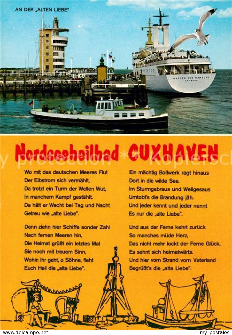 73293540 Cuxhaven Nordseebad An Der Alten Liebe Motorboot Faehre Moewe Gedicht C - Cuxhaven