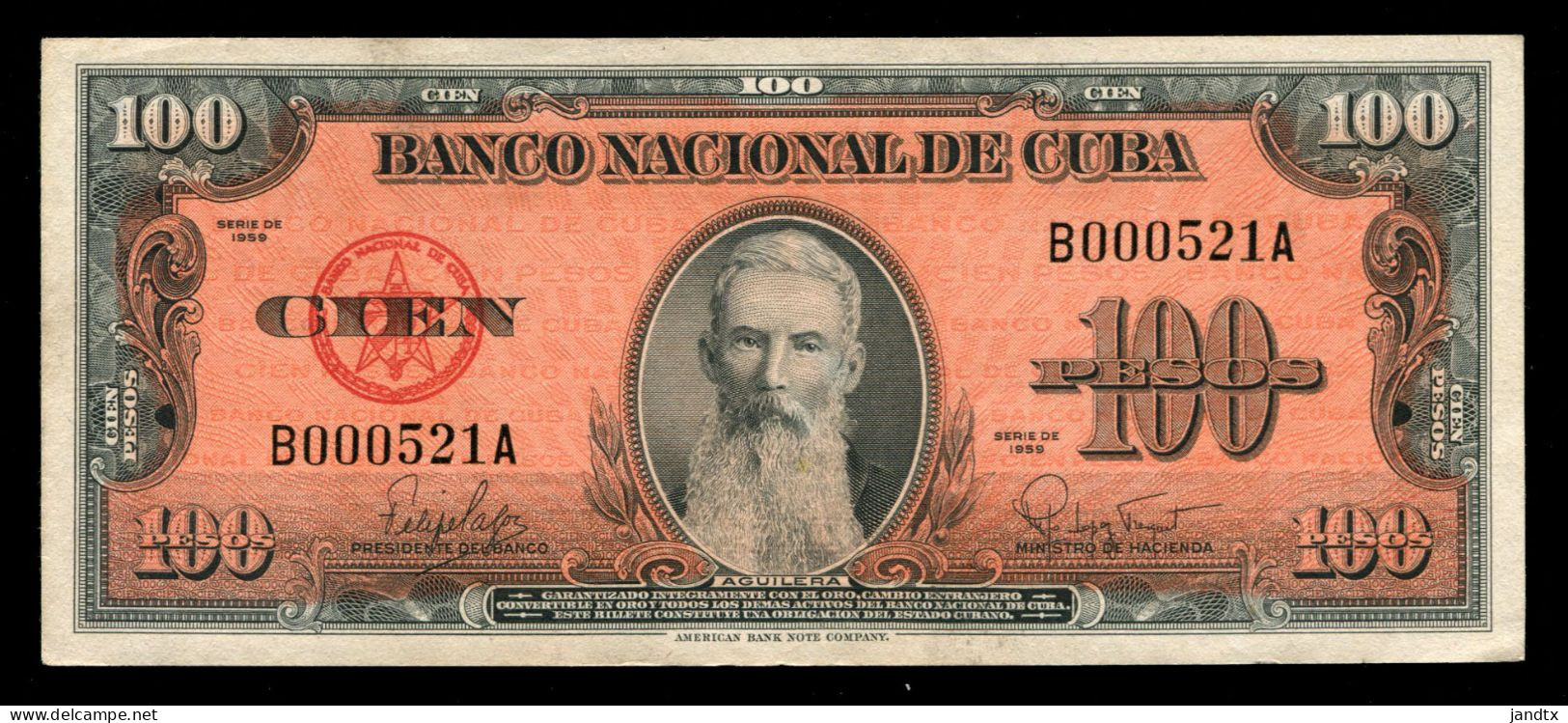 CUBA 100 PESOS 1959 # MUY BAJO UNC SC- - Cuba