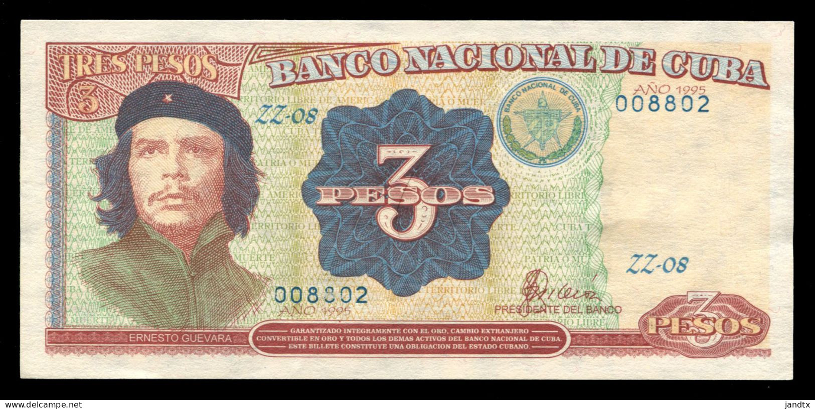 CUBA 3 PESOS 1995 REMPLAZO SC UNC - Cuba