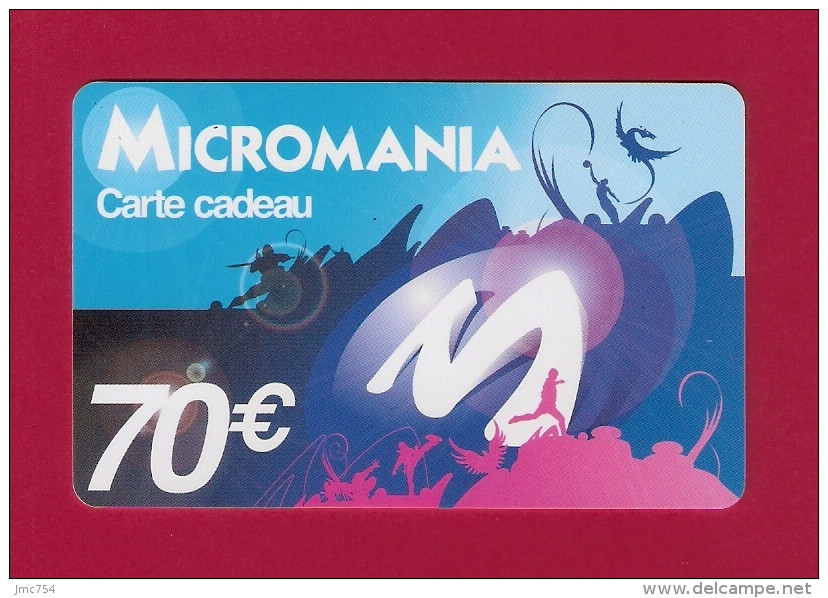 Carte Cadeau  MICROMANIA  70€.   Gift Card.   Geschenkkarte. - Gift Cards