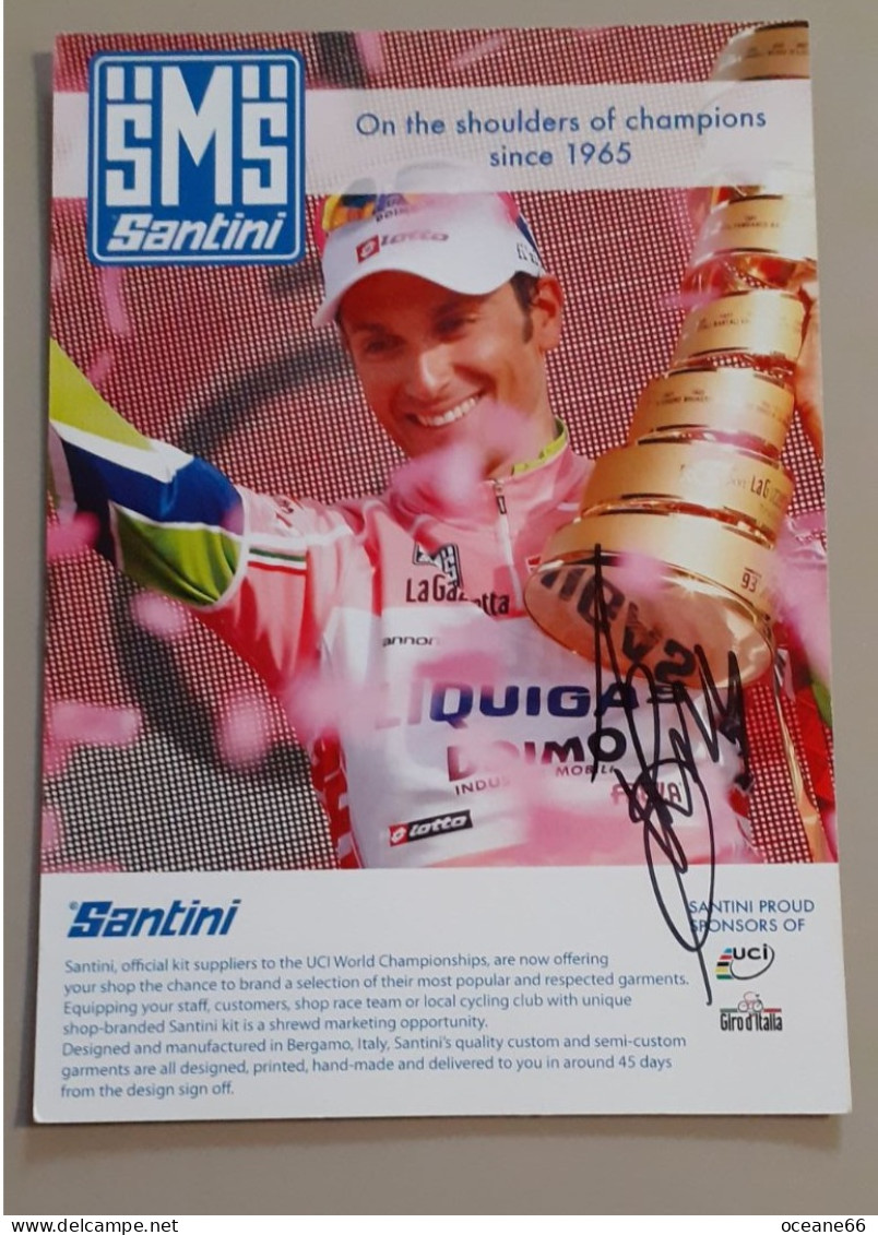 Autographe Ivan Basso Giro 2010 Liquigas Format A5 - Ciclismo