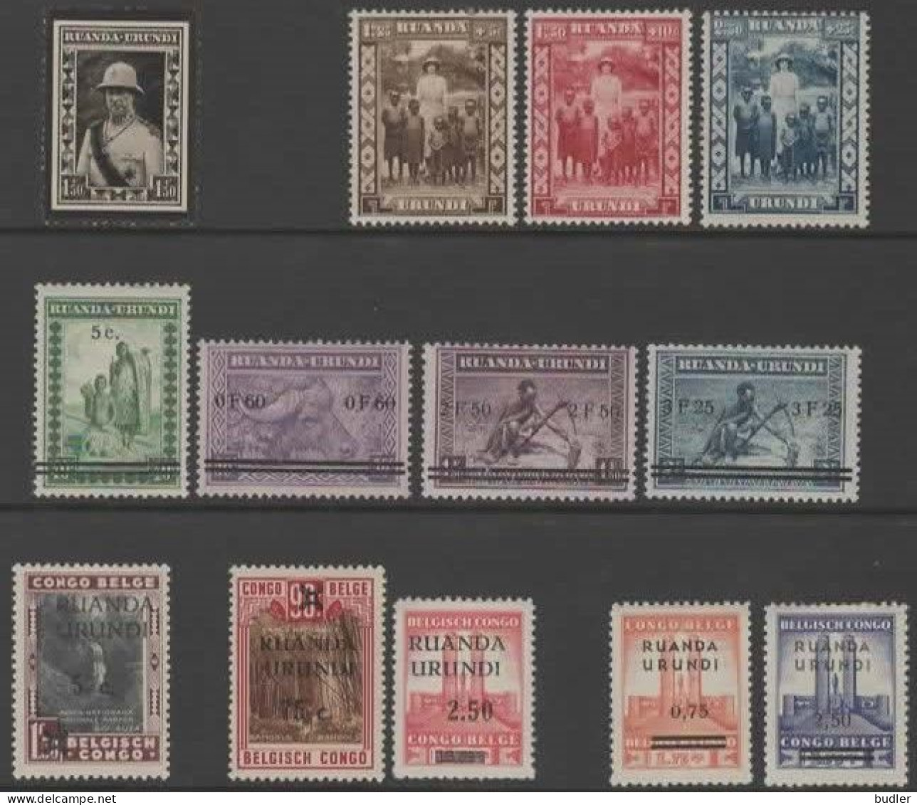RUANDA-URUNDI :1934-42: OBP.107-10,114-20,124-25 : Postfris Met Licht Spoor Van Plakker / Neufs Avec Légère Trace ..... - Unused Stamps