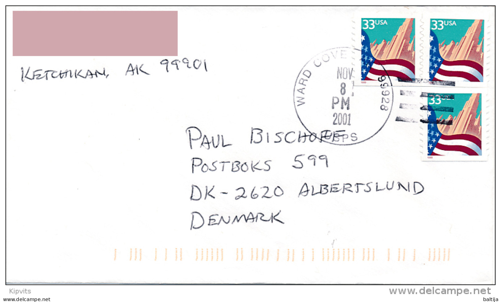 Cover Abroad / Postmark - November 8, 2001 Ward Cove AK 99928 - Brieven En Documenten