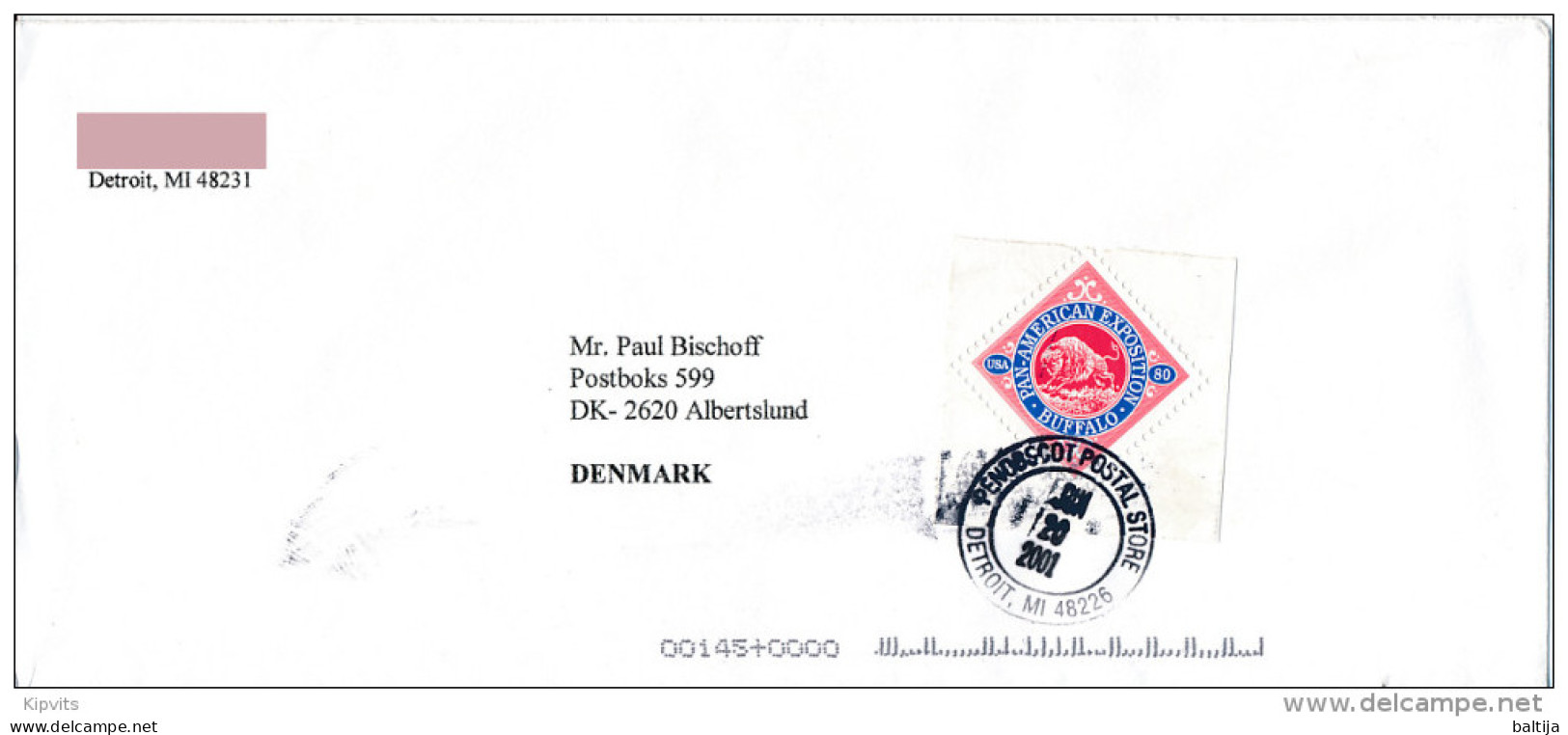 80c Pan-American Expo Solo Cover Abroad / Diamond Shape - June 20, 2001 Penobscot Postal Store Detroit, MI 48226 - Brieven En Documenten