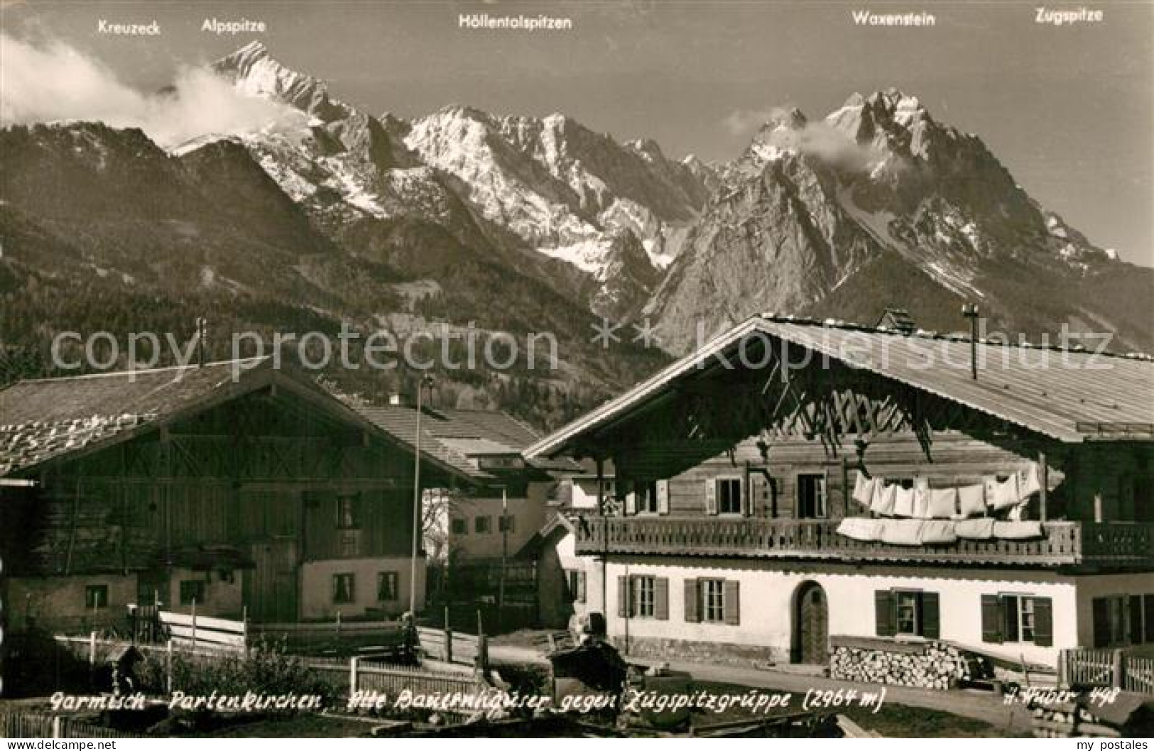 73292621 Garmisch-Partenkirchen Alte Bauernhaeuser Mit Zugspitzgruppe Garmisch-P - Garmisch-Partenkirchen