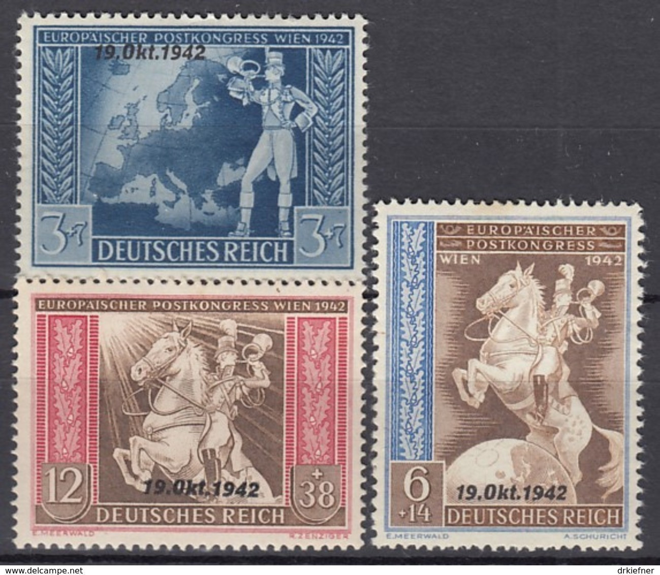 DR 823-825, Postfrisch **, Europ. Postkongress, Aufdruck, 1942 - Unused Stamps