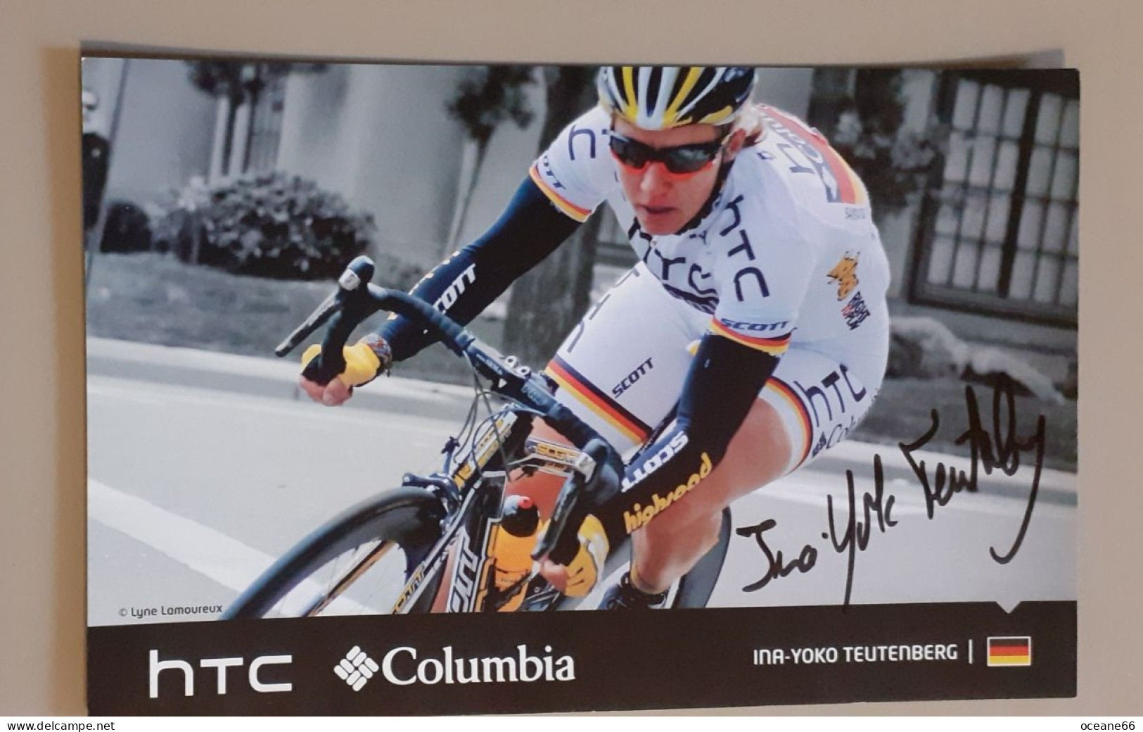 Autographe Ina Yoko Teutenverg Htc Columbia Grand Format - Cyclisme