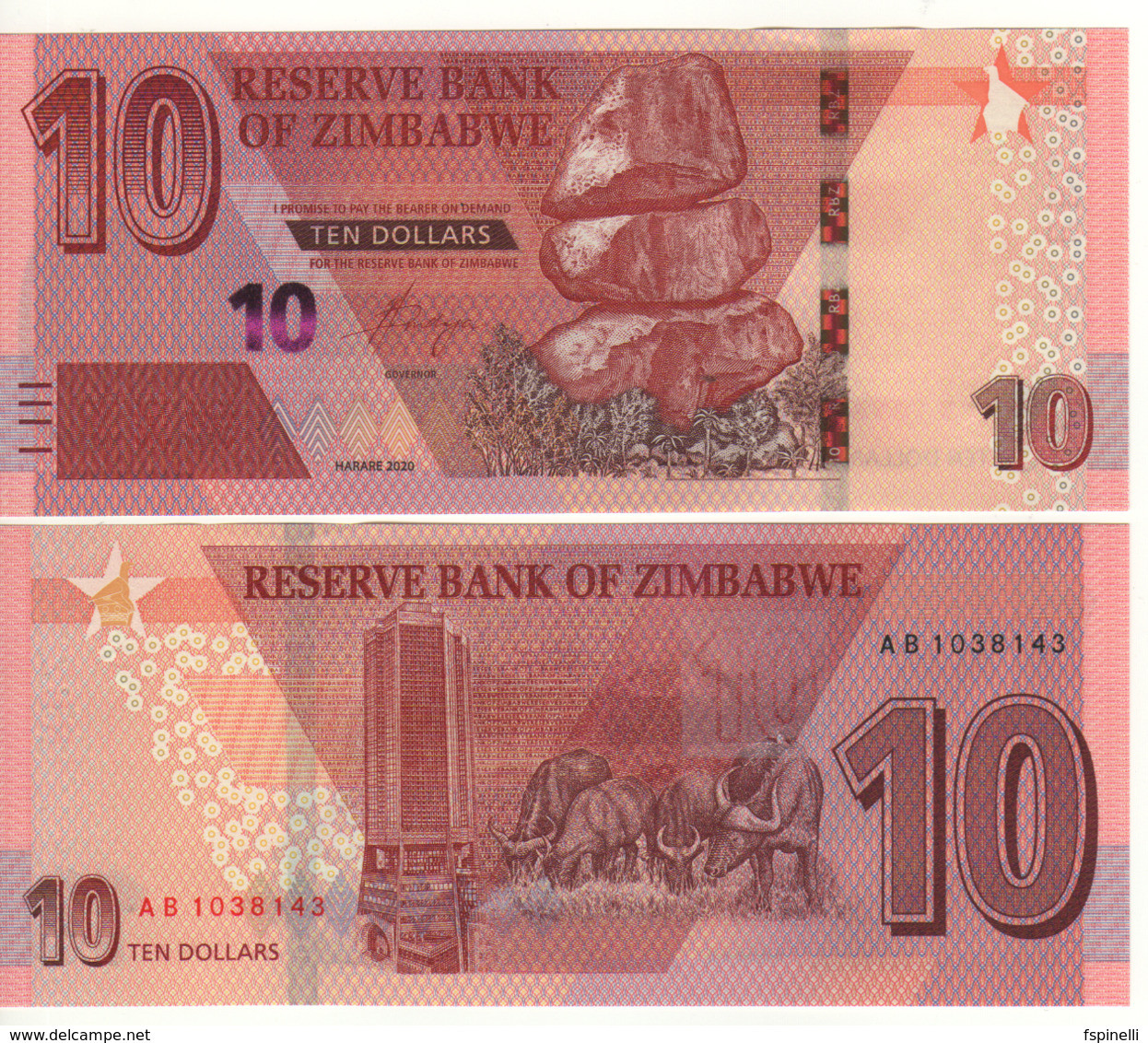 ZIMBABWE.   10 Dollars.  New Design 2020    PW103    UNC. - Simbabwe