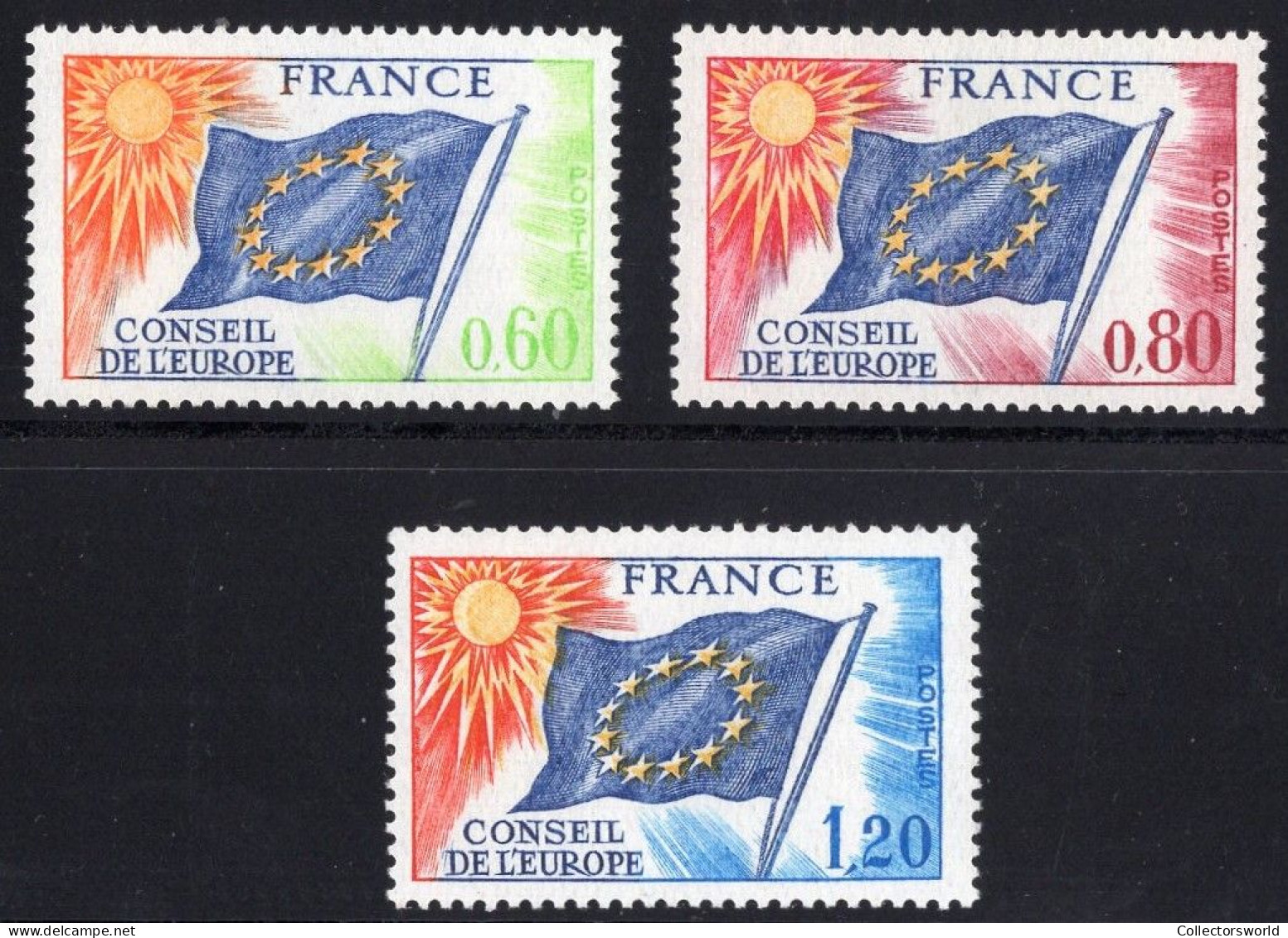 France Complete Serie 3v 1975 Name Change France - Conseil De L 'Europe MNH - Ongebruikt