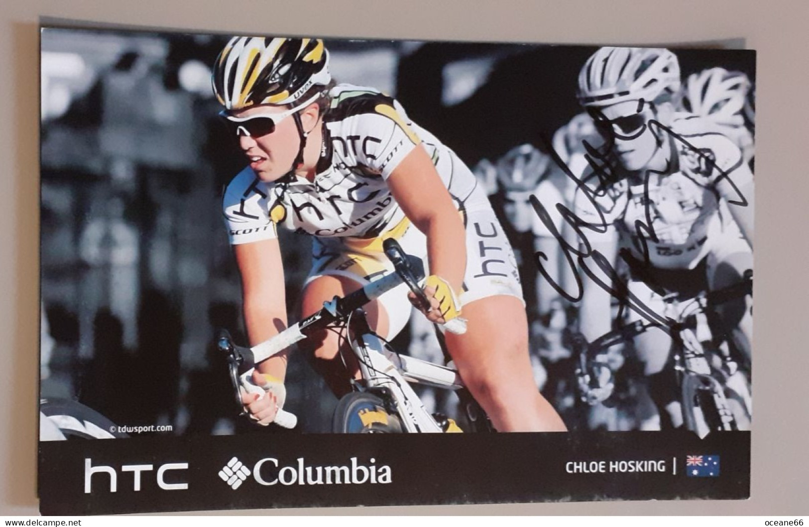 Autographe Chloé Hosking Htc Columbia Grand Format - Cyclisme