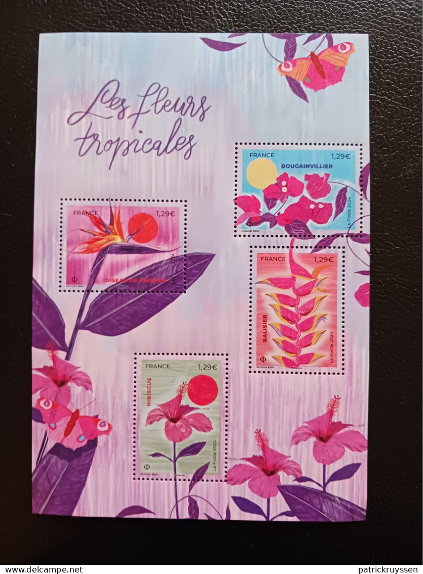 France 2024 Tropical Flowers Hibiscus Bougainvillea Balisier Corollas Ms4v Mnh - Unused Stamps