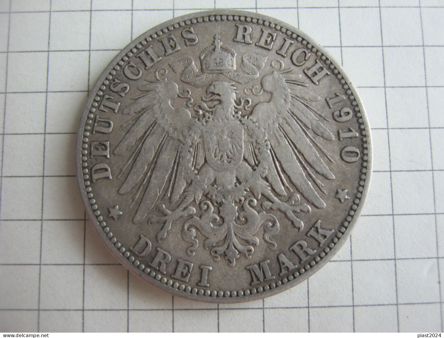 Bavaria 3 Mark 1910 D - 2, 3 & 5 Mark Plata
