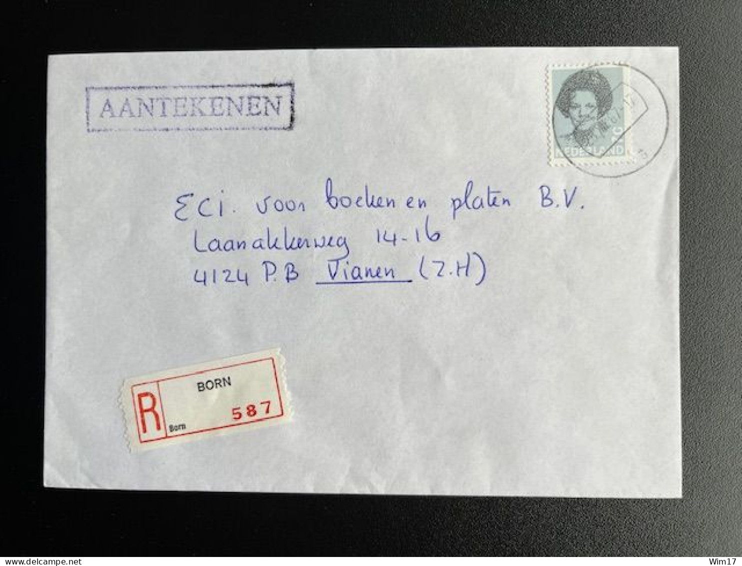 NETHERLANDS 1987 REGISTERED LETTER BORN TO VIANEN 28-12-1987 NEDERLAND AANGETEKEND - Lettres & Documents