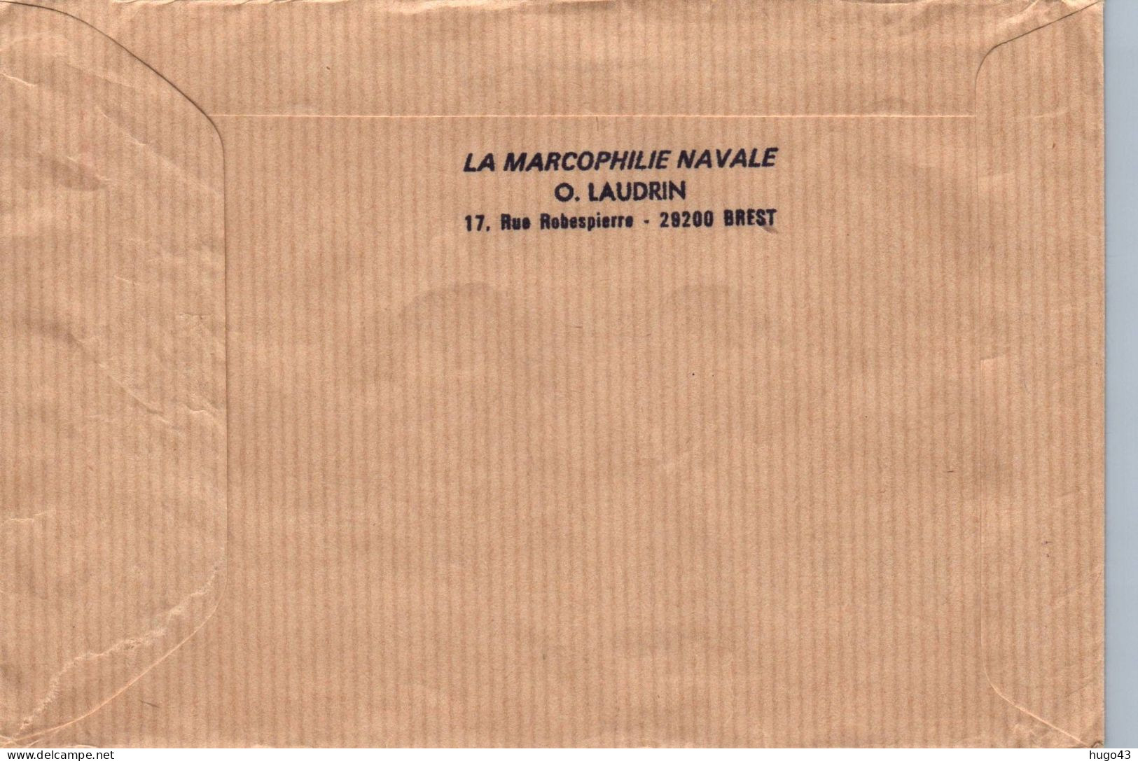 ENVELOPPE DE BREST POUR LE VAGUEMESTRE DU CROISEUR LANCE MISSILE SUFFREN  - BEAU CACHET ET TIMBRE - Naval Post