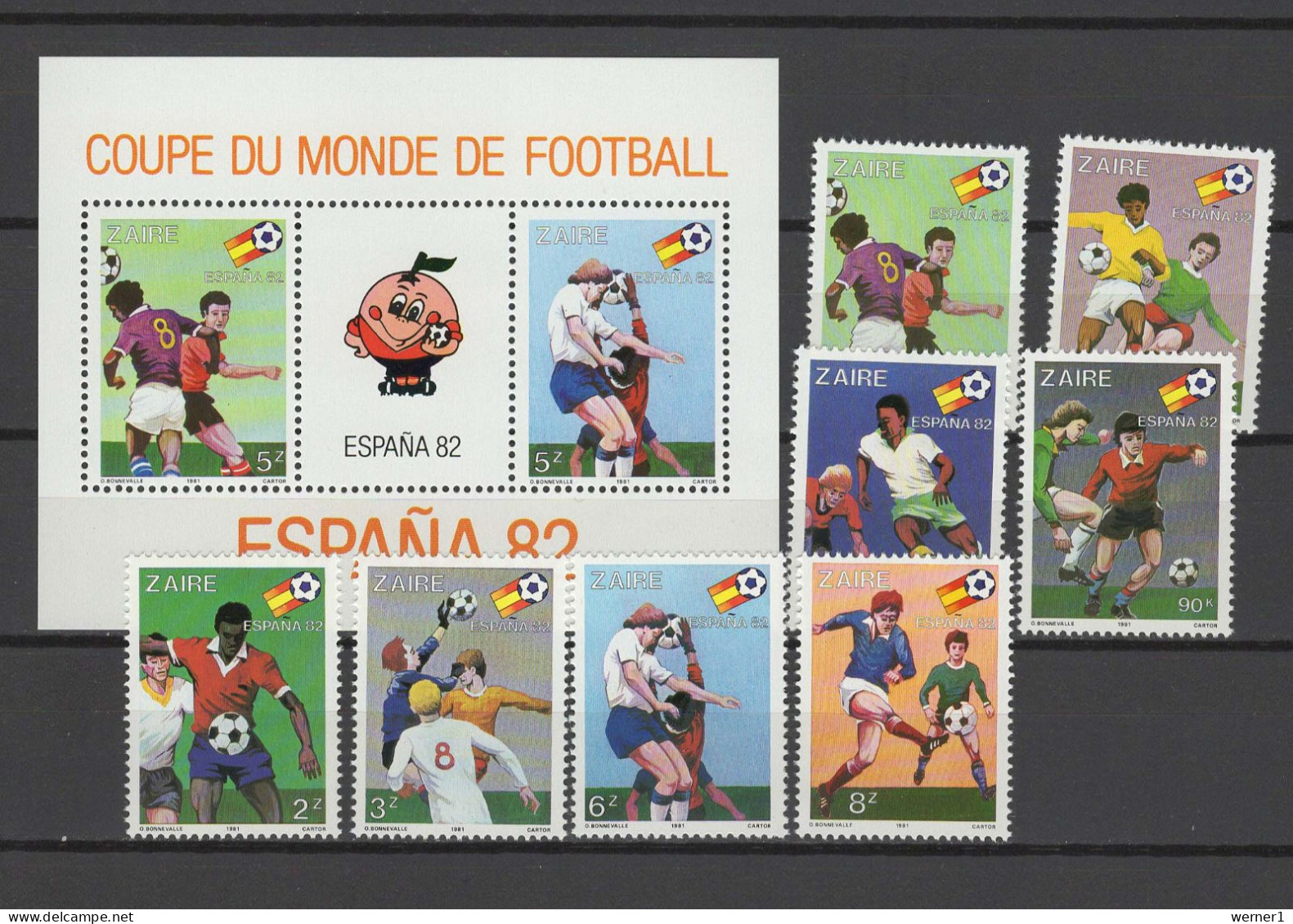 Congo - Zaire 1981 Football Soccer World Cup Set Of 8 + S/s MNH - 1982 – Espagne