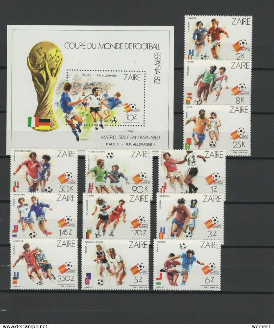 Congo - Zaire 1982 Football Soccer World Cup Set Of 12 + S/s MNH - 1982 – Espagne