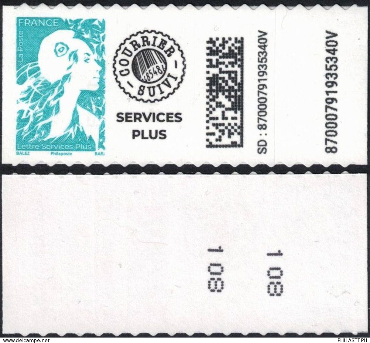 FRANCE 2023 - MARIANNE DE L'AVENIR TVP - LETTRE SERVICES PLUS Adhésif Issu De ROULETTE De 300 (N° 108) - Neuf - Coil Stamps