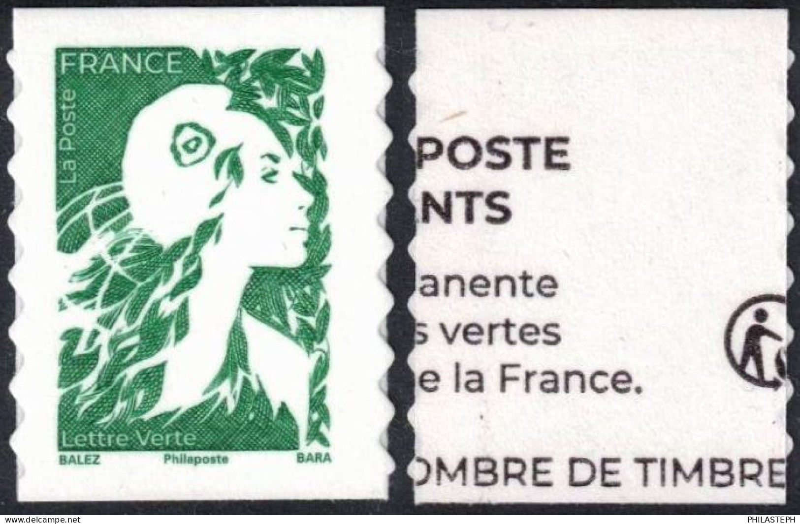 FRANCE  2023 - MARIANNE DE L'AVENIR TVP LETTRE VERTE - Adhésif Issu De CARNET -  YT 2358a Neuf - Unused Stamps