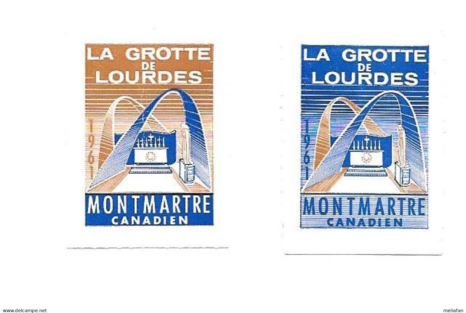 KB923 - VIGNETTES LA GROTTE DE LOURDES - MONTMARTRE CANADIEN - Vignettes Locales Et Privées