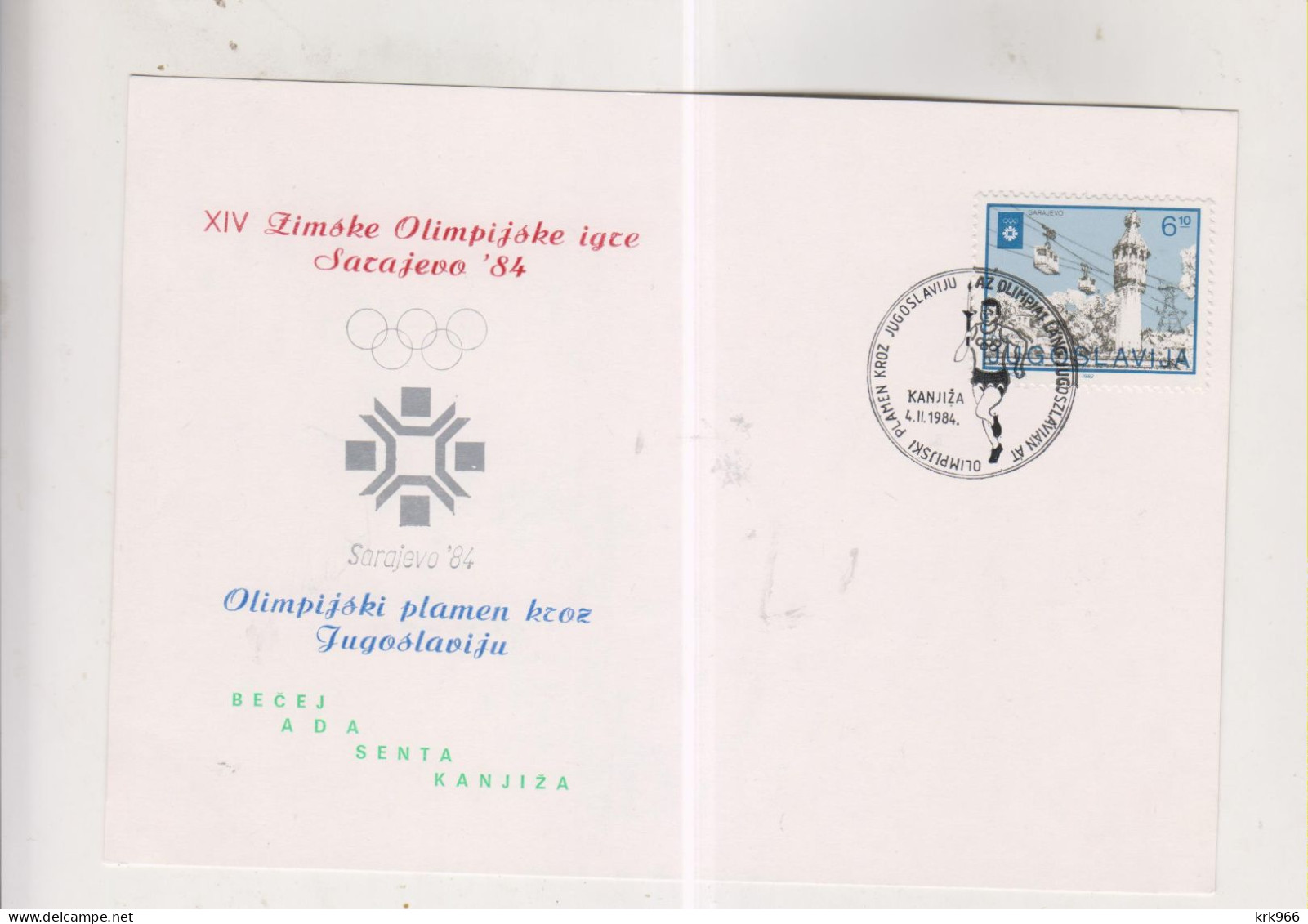 YUGOSLAVIA,1984 KANJIZA OLYMPIC GAMES SARAJEVO Nice Postcard - Storia Postale