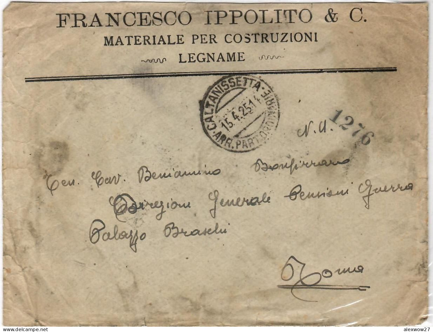 Italia / Regno 1925 Lettera Espresso Da Caltanisetta Per Roma - Marcofilía