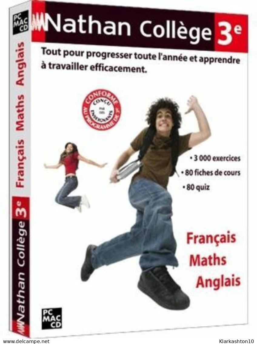 CD-ROM - Nathan Collège 3ième - Français/Maths/Anglais - PC - Andere & Zonder Classificatie