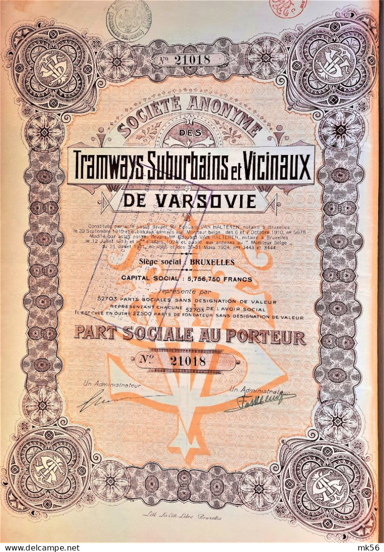 Tramways Suburbains Et Vicinaux De Varsovie (1927) (DECO) - Spoorwegen En Trams
