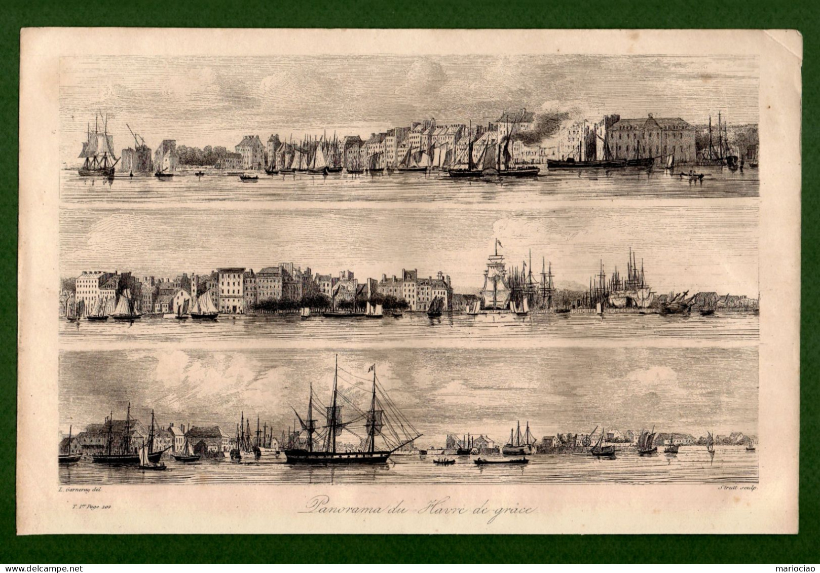 ST-US Panorama Du Havre De Grâce Maryland 1848 - Prenten & Gravure