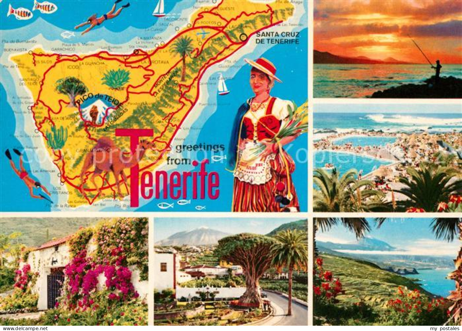 73286749 Tenerife Panoramakarte Strand Abendstimmung Tenerife - Sonstige & Ohne Zuordnung