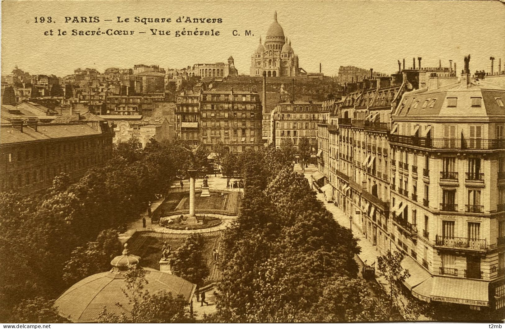 CPA PARIS (n° 193) - Le Square D'Anvers Et Le Sacré-Coeur, Vue Générale - Squares