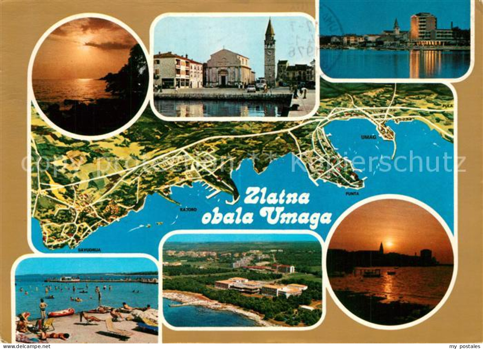 73286738 Umag Umago Istrien Abendstimmung Strand Panoramen Umag Umago Istrien - Kroatien