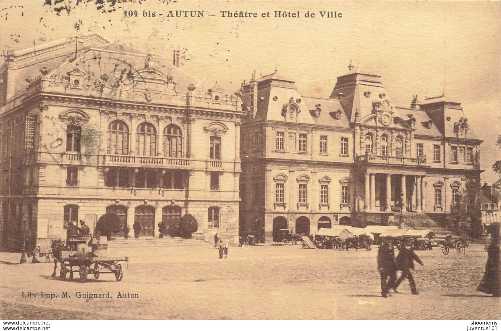 CPA Autin-Théâtre Et Hôtel De Ville-104 Bis-Timbre     L2455 - Autun