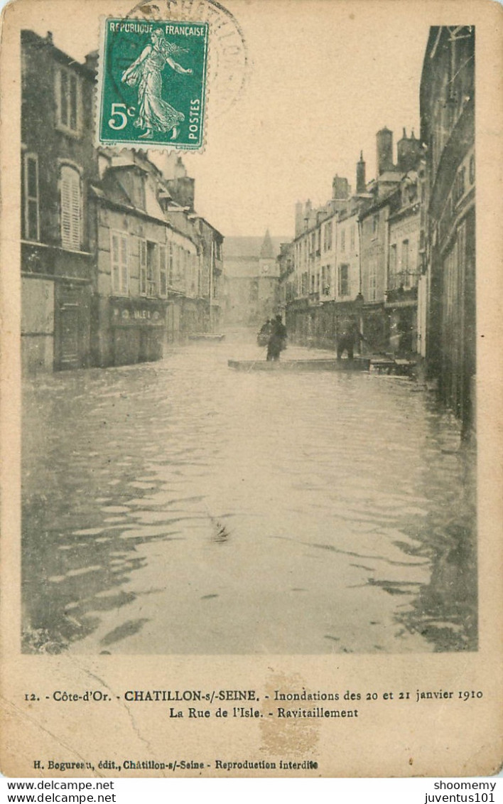 CPA CHATILLON SUR SEINE-inondations Rue De L'isle-Ravitaillement-12-Timbre       L1919 - Chatillon Sur Seine