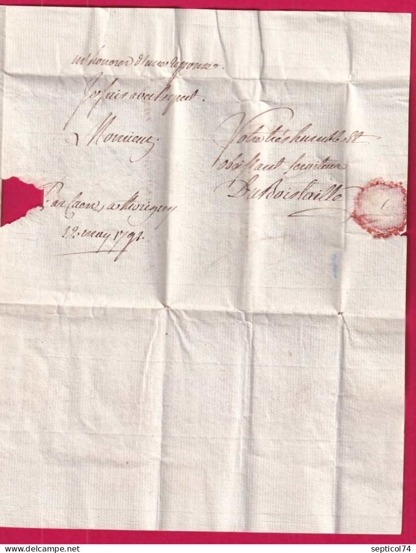 MARQUE TORIGNY MANCHE LENAIN N°2 INDICE 23 AU DOS DEB BAIN DE BRETAGNE ILLE ET VILAINE 1791 LENAIN N°4 INDICE 20 LETTRE - 1701-1800: Precursores XVIII